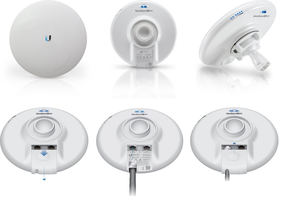 رادیو وایرلس یوبیکیوتی NanoBeam 5AC Gen2 با دو پورت شبکه 10/100/1000Mbps